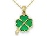 14K Yellow Gold 4-Leaf Clover Charm Pendant Necklace with Chain